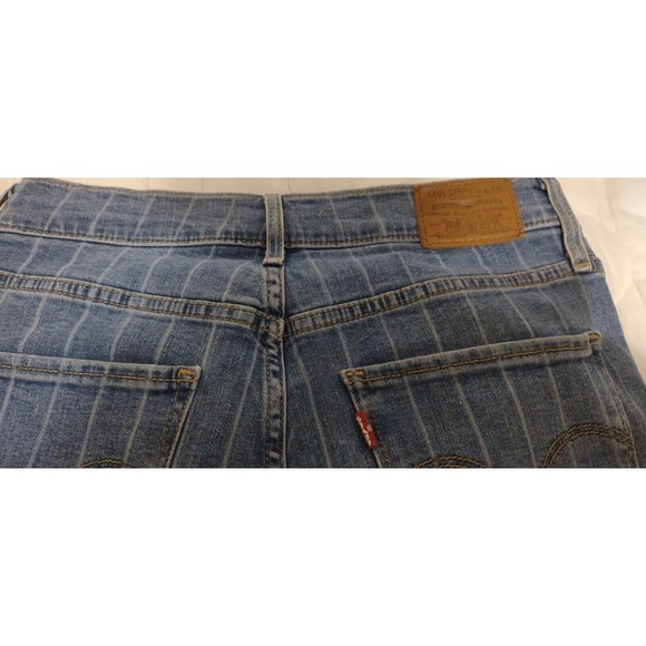 Levis Premium Jeans 724 Women's 28 High Rise Straight Leg Blue Wide Stripe Ankle - Picture 9 of 12